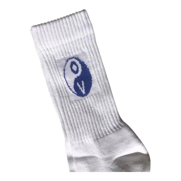 OUTDOOR VOICES NIP Unisex Full Cushion White Blue Graphic Crew Socks - Picture 15 of 15